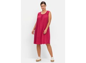 4063137033842 - Große Größen Shirtkleid mit Smok-Einsatz in A-Linie magenta Gr42