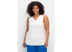 4063137035907 - Große Größen Top mit doppellagigem Vorderteil weiß Gr48