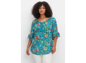 4063137036379 - Große Größen Crinkle-Tunika mit Paisleydruck und Rüschenärmeln blau gemustert Gr44 4063137036379 - Große Größen Crinkle-Tunika mit Paisleydruck und Rüschenärmeln blau gemustert Gr44