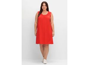 4063137036799 - Große Größen Shirtkleid mit Smok-Einsatz in A-Linie rot Gr46