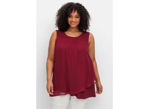 4063137037086 - Große Größen Doppellagiges Top aus Chiffon und Jersey rubinrot Gr44