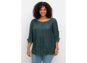 4063137038618 - Große Größen Tunika mit Ärmel-Details und V-Ausschnitt hinten tiefgrün Gr40