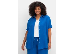 4063137039127 - Große Größen Kurzärmlige Hemdbluse aus Musselin kobalt Gr54 4063137039127 - Große Größen Kurzärmlige Hemdbluse aus Musselin kobalt Gr54