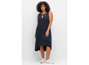 4063137047122 - Große Größen Ärmelloses Jerseykleid mit Cut-outs am Ausschnitt tiefblau Gr40