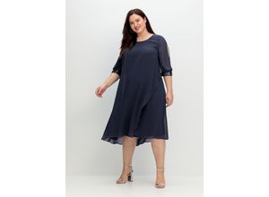 4063137050276 - Große Größen Abendkleid aus Georgette mit geschlitztem Ärmel tiefblau Gr50