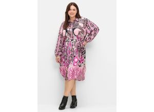4063137052270 - Große Größen Hemdblusenkleid im Mustermix mit Bindegürtel pink gemustert Gr54 4063137052270 - Große Größen Hemdblusenkleid im Mustermix mit Bindegürtel pink gemustert Gr54