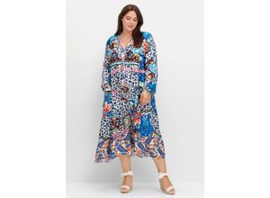 4063137052485 - Große Größen Maxikleid im Mustermix in Satinqualität blau gemustert Gr42