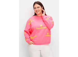 4063137052751 - Große Größen Sweatshirt mit neonfarbenen Wordingprints pink gemustert Gr42