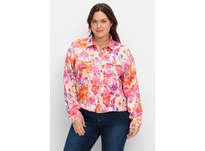 4063137054649 - Große Größen Bluse mit Blumenprint aus fließender Viskose pink gemustert Gr42