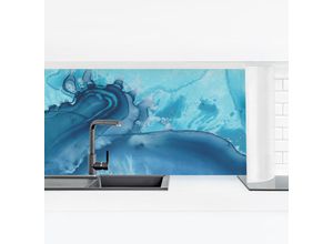 4063307795709 - Micasia - Küchenrückwand - Welle Aquarell Blau i Größe HxB 40x140cm Material Smart