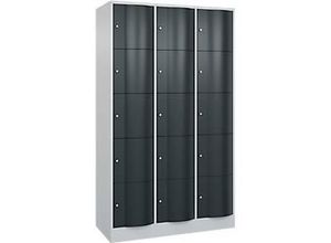 4063332188019 - Schließfachschrank Resisto 3 Abteile 15 Fächer B 1148 x T 540 x H 1950 mm Lichtgrau Anthrazitgrau