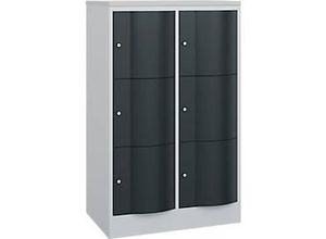 4063332941058 - Schließfachschrank Resisto 2 Abteile 6 Fächer B 772 x T 540 x H 1255 mm Lichtgrau Anthrazitgrau