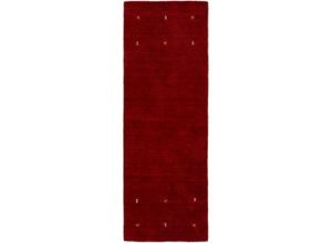 4063375005885 - Wollteppich CARPETFINE Gabbeh Uni Teppiche Gr B L 80 cm x 400 cm 15 mm 1 St rot Orientalische Muster reine Wolle handgewebt Gabbeh Loom Tiermotiv auch als Läufer