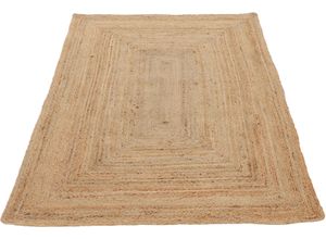 4063375005946 - Teppich CARPETFINE Nele Juteteppich Naturfaser Teppiche Gr B L 160 cm x 230 cm 6 mm 1 St beige (natur) Esszimmerteppiche geflochtener Wendeteppich aus 100% Jute quadratisch und als Läufer