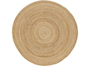 4063375010513 - Teppich CARPETFINE Nele Juteteppich Naturfaser Teppiche Gr Ø 250 cm 6 mm 1 St beige (natur) Esszimmerteppiche geflochtener Wendeteppich aus 100%Jute in rund und oval viele Größen