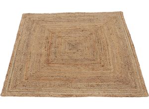 4063375010551 - Teppich CARPETFINE Nele Juteteppich Naturfaser Teppiche Gr B L 200 cm x 200 cm 6 mm 1 St beige (natur) Esszimmerteppiche geflochtener Wendeteppich aus 100% Jute quadratisch und als Läufer