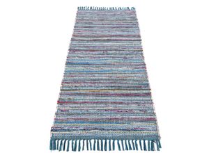 4063375025647 - Teppich CARPETFINE Kelim Chindi Wendeteppich Teppiche Gr B L 80 cm x 400 cm 6 mm 1 St blau Fransenteppich Baumwollteppiche handgewebt Fleckerlteppich mit Fransen auch vielen in Läufergrößen 4063375025647 - Teppich CARPETFINE Kelim Chindi Wendeteppich Teppiche Gr B L 80 cm x 400 cm 6 mm 1 St blau Fransenteppich Baumwollteppiche handgewebt Fleckerlteppich mit Fransen auch vielen in Läufergrößen
