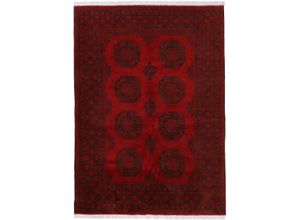 4063375037107 - Orientteppich WOVEN ARTS Afghan Akhche Teppiche Gr B L 140 cm x 200 cm 10 mm 1 St rot Orientalische Muster handgeknüpft reine Wolle für ein warmes Raumklima