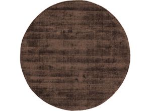 4063375038111 - Teppich CARPETFINE Ava Viskoseteppich Teppiche Gr Ø 200 cm 13 mm 1 St braun (dunkelbraun) Esszimmerteppiche Seidenoptik leichter Glanz Wohnzimmer