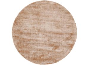 4063375038302 - Teppich CARPETFINE Ava Viskoseteppich Teppiche Gr Ø 160 cm 13 mm 1 St beige Esszimmerteppiche Seidenoptik leichter Glanz Wohnzimmer