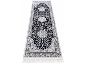 4063375040015 - Läufer CARPETFINE Nain Diane Teppiche Gr B L 75 cm x 240 cm 8 mm 1 St blau (dunkelblau) Küchenläufer Kurzflorteppich Orient Look