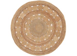 4063375040398 - Teppich CARPETFINE Juteteppich Dana Teppiche Gr B 200 cm Ø 200 cm 5 mm 1 St beige (natur) Esszimmerteppiche