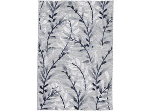 4063375083760 - Teppich CARPETFINE Deja 100 Teppiche Gr B L 200 cm x 290 cm 4 mm 1 St grau Esszimmerteppiche robustes Flachgewebe Motiv- Floral Palmenblätter Hoch-Tief Effekt