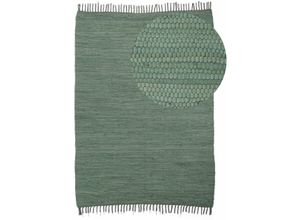 4063375090676 - Teppich HOME AFFAIRE Handweb Uni Wendeteppich Teppiche Gr B L 160 cm x 230 cm 5 mm 1 St grün (olive) Fransenteppich Baumwollteppiche Fleckerlteppich reine Baumwolle handgewebt Uni mit Fransen