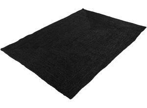 4063375095527 - Teppich CARPETFINE Nele Juteteppich Naturfaser Teppiche Gr B L 140 cm x 200 cm 6 mm 1 St grau (anthrazit) Esszimmerteppiche geflochtener Wendeteppich aus 100% Jute quadratisch und als Läufer