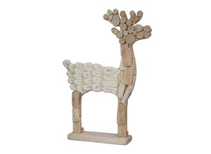 4063387272800 - Weihnachtsfigur GILDE Corda beige (naturfarben) B33cm H48cm T8cm Dekofiguren Standrelief Hirsch Holz naturfarben