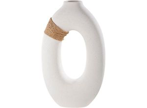 4063387289709 - GILDE Tischvase Vase Sabbia aus Keramik Höhe ca 41 cm (1 St) wasserdicht weiß