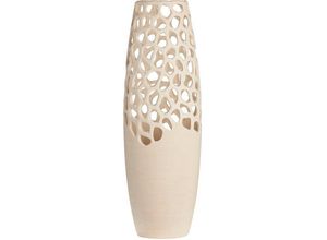 4063387341698 - Bodenvase GILDE Bologna Dekovase Vasen Gr B H T 20 cm x 605 cm x 13 cm beige (creme) Blumenvasen Vase aus Keramik mit gekratzer Oberflächenstruktur Höhe ca 605 cm