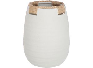 4063387342008 - GILDE Dekovase Vase Cabo aus Keramik Höhe ca 285 cm (1 St) mit Tau-Umrandung grau