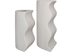 4063387343876 - GILDE Tischvase Deko Vase Onda aus Keramik Höhe ca 255 cm (Set 2 St) wasserdicht beige