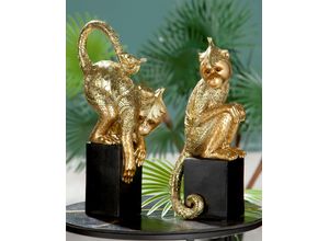 4063387374306 - Tierfigur GILDE Figur Äffchen Dekofiguren Gr B H T 20 cm x 32 cm x 7 cm goldfarben (goldfarben schwarz) Weihnachtsengel Weihnachtsfiguren