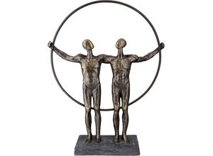 4063387375921 - Dekofigur CASABLANCA BY GILDE Skulptur two men Dekofiguren Gr B H T 27 cm x 355 cm x 8 cm braun (bronzefarben) Deko-Objekte