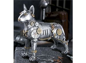 4063387377291 - Tierfigur CASABLANCA BY GILDE Skulptur Steampunk pitbull\ Dekofiguren Gr B H T 135 cm x 29 cm x 31 cm silberfarben