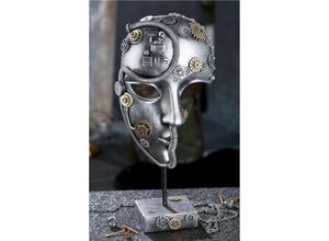 4063387377307 - Dekofigur CASABLANCA BY GILDE Skulptur Steampunk face\ silber (silberfarben) Dekofiguren B H T 17cm x 355cm x 105cm