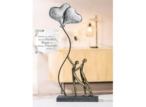 4063387378632 - Dekofigur CASABLANCA BY GILDE Skulptur Love Balloon\ Dekofiguren Gr B H T 20 cm x 48 cm x 75 cm braun (bronzefarben) Weihnachtsengel Weihnachtsfiguren