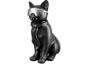 4063387378687 - Tierfigur CASABLANCA BY GILDE Katze mit Brille Hero Cat Dekofiguren Gr B H T 385 cm x 415 cm x 10 cm silberfarben (schwarz silberfarben) Weihnachtsengel Weihnachtsfiguren