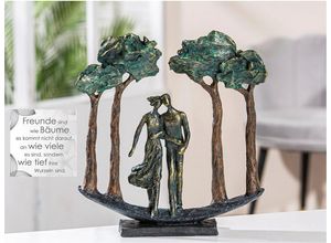 4063387379547 - Dekofigur CASABLANCA BY GILDE Skulptur Under Trees\ Dekofiguren Gr B H T 29 cm x 30 cm x 7 cm braun (bronzefarben) Weihnachtsengel Weihnachtsfiguren