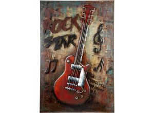 4063387380178 - Metallbild GILDE GALLERY Bild Rockstar Bilder Gr B H 50 cm x 75 cm Gitarre Hochformat 1 St rot (rot braun) Metallbilder Bilder handgefertigt aus Metall dekorativ im Wohnzimmer & Schlafzimmer