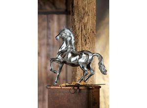 4063387427408 - Tierfigur GILDE Skulptur Pferd Dekofiguren Gr B H T 60 cm x 60 cm x 14 cm silberfarben Tierfiguren