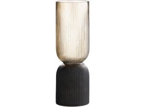 4063387446058 - Casablanca by Gilde Windlicht Kerzenleuchter Maron kann auch als Vase verwendet werden (1 St) Kerzenhalter 1-flammig aus Glas braun|schwarz