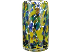 4063387504949 - GILDE Tischvase Zylindervase Splash aus Glas Höhe ca 145 cm (1 St) mit gepunktetem Farbspiel grün