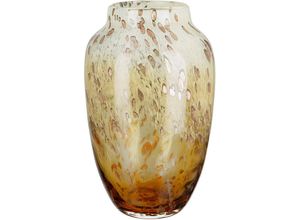 4063387508459 - Casablanca by Gilde Tischvase Ambrosio Dekovase (1 St) Vase aus Glas mit Tupfen und goldfarbenem Glitter Höhe ca 29 cm orange