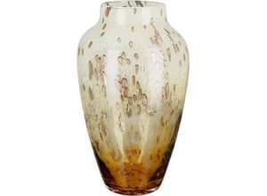 4063387508466 - Casablanca by Gilde Tischvase Ambrosio Dekovase (1 St) Vase aus Glas mit Tupfen und goldfarbenem Glitter Höhe ca 34 cm orange