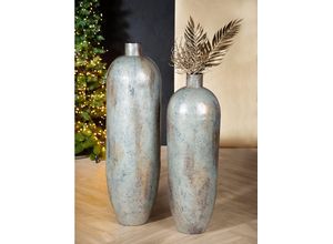 4063387511732 - Bodenvase GILDE Vase Serenity Vasen Gr B H T 21 cm x 79 cm x 21 cm grau (grau silberfarben) Blumenvasen