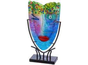 4063387520000 - Dekovase CASABLANCA BY GILDE Glasart ovale Designvase Face Twinkle Höhe ca 385 cm bunt B23cm H385cm T95cm Glas Metall Vasen aus Metall und Glas Metallfuss schwarz lackiert