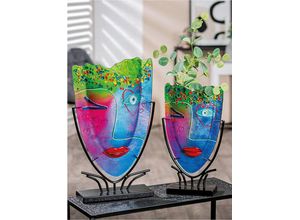 4063387520017 - Bodenvase CASABLANCA BY GILDE Designvase Face Twinkle\ Vasen Gr B H T 30 cm x 49 cm x 105 cm bunt Blumenvasen